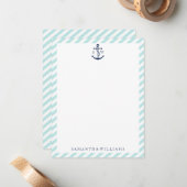 ブルーいかりオンミントストライプサンキューノート ノートカード (正面/裏面インサイチュ)