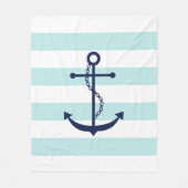 ブルーいかりオンミントストライプズ フリースブランケット (正面)