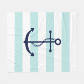 ブルーいかりオンミントストライプズ フリースブランケット (正面(横))