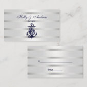 ブルーいかりシルバーホワイト海軍サークルモノグラム33 プレイスカード (正面/裏面)