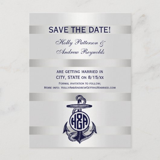 ブルーいかりシルバーホワイト海軍サークルモノグラム33 案内ポストカード (正面)