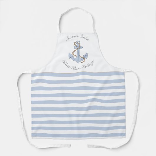 ブルーいかりストライプズレイクビーチハウス名 エプロン (正面)
