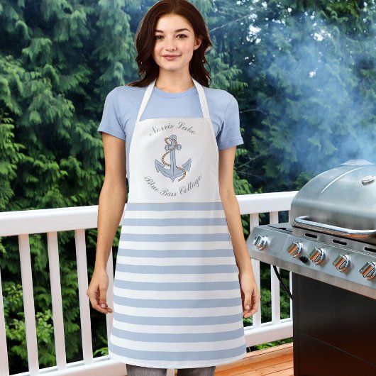 ブルーいかりストライプズレイクビーチハウス名 エプロン