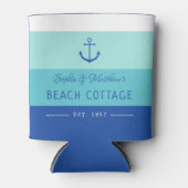 ブルーいかりビーチホームストライプの 缶クーラー (正面)