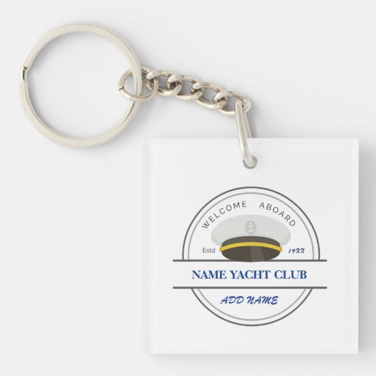 ブルーいかり航海のウェルカムヨットセーリングボート キーホルダー (正面)