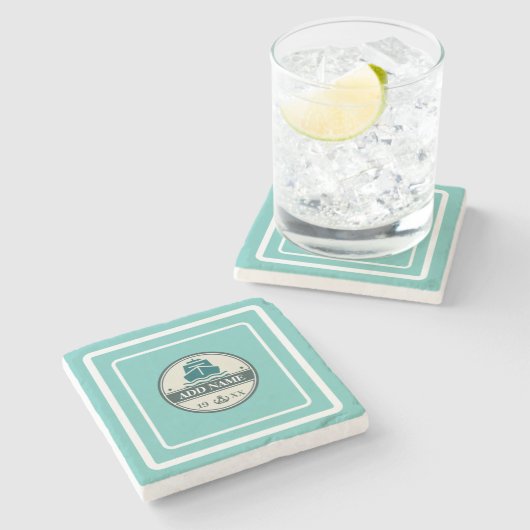 ブルーいかり航海のウェルカムヨットセーリングボート ストーンコースター (横)