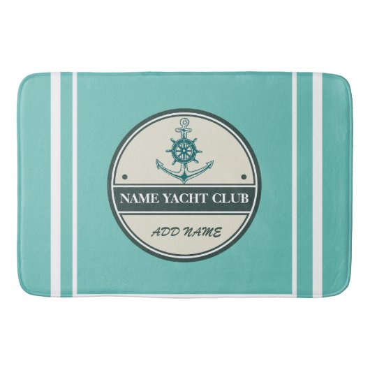 ブルーいかり航海のウェルカムヨットセーリングボート バスマット (正面)