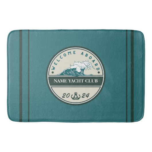 ブルーいかり航海のウェルカムヨットセーリングボート バスマット (正面)