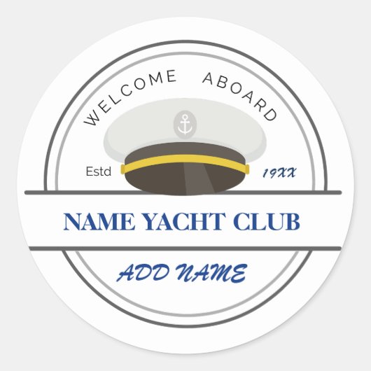 ブルーいかり航海のウェルカムヨットセーリングボート ラウンドシール (正面)