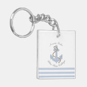 ブルーいかり航海のストライプズレイクビーチハウス名 キーホルダー (正面左)