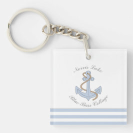 ブルーいかり航海のストライプズレイクビーチハウス名 キーホルダー