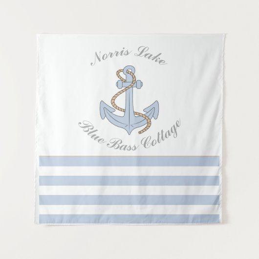 ブルーいかり航海のストライプズレイクビーチハウス名 タペストリー (正面)