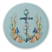 ブルーいかり&シーシェルonターンコイズ セラミックノブ (正面)