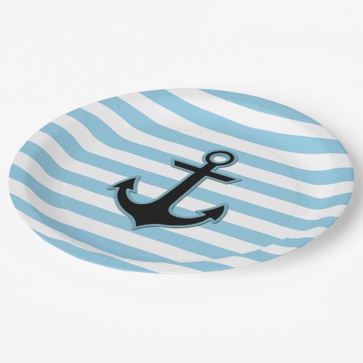 ブルーいかり，ボートいかり，船舶いかり,ストライプ ペーパープレート (アングル)