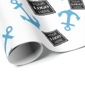 ブルーいかり&ボートビジネスロゴ ラッピングペーパー (ロールコーナー)