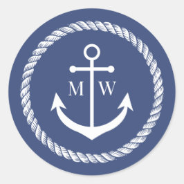 ブルーいかり&ロープモノグラム ラウンドシール