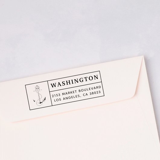 ブルーいかり&ロープ |カスタム差出人住所 セルフインキングスタンプ