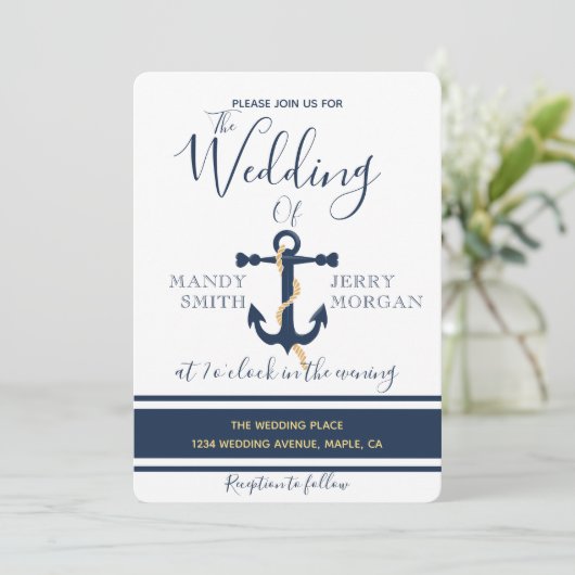 ブルーいかり-航海の結婚式招待状 招待状 (スタンド正面)