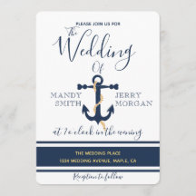 ブルーいかり-航海の結婚式招待状