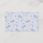 ブルーおむつラッフルの水彩飛行機パーティー エンクロージャーカード (裏面)