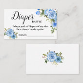 ブルーおむつラッフルチケットベビーシャワーラッフルカード プレイスカード (正面/裏面)