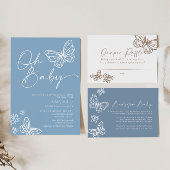 ブルーおむつラッフルボホベビーシャワーカード ノートカード