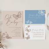 ブルーおむつラッフルボホベビーシャワーカード ノートカード