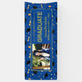 ブルーおめでとうカスタム院写真卒業 横断幕 (縦)