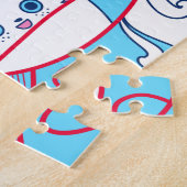 ブルーおもしろいかわいい編み物キッテンボール ジグソーパズル (側面)