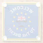 ブルーおもしろいイエローヨーロッパユニオンジャックパン ガラスコースター (裏面)