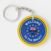 ブルーおもしろいイエローヨーロッパユニオンジャック・ブレキシットプン キーホルダー (正面)