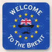 ブルーおもしろいイエローヨーロッパユニオンブレキシットアート コースター (正面)