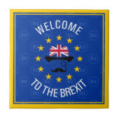 ブルーおもしろいイエローヨーロッパユニオンブレキシットアート タイル (正面)