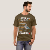 ブルーおもしろいクエーカーシャツI愛クエーカーパロット Tシャツ (正面フル)