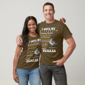 ブルーおもしろいクエーカーシャツI愛クエーカーパロット Tシャツ (ユニセックス)