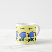 ブルーおもしろいセメントミキサー漫画イラストレーション エスプレッソカップ (正面右)