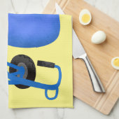 ブルーおもしろいセメントミキサー漫画イラストレーション キッチンタオル (四つ折り)