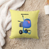 ブルーおもしろいセメントミキサー漫画イラストレーション クッション (ブランケット)