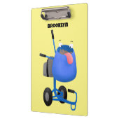 ブルーおもしろいセメントミキサー漫画イラストレーション クリップボード (左)