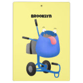 ブルーおもしろいセメントミキサー漫画イラストレーション クリップボード (裏面)