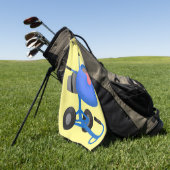 ブルーおもしろいセメントミキサー漫画イラストレーション ゴルフタオル (グリーン)