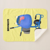 ブルーおもしろいセメントミキサー漫画イラストレーション シェルパブランケット (正面(横))