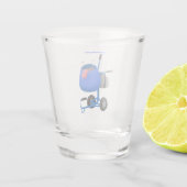 ブルーおもしろいセメントミキサー漫画イラストレーション ショットグラス (裏面)