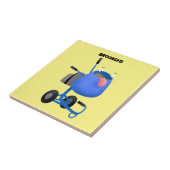 ブルーおもしろいセメントミキサー漫画イラストレーション タイル (側面)