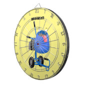 ブルーおもしろいセメントミキサー漫画イラストレーション ダーツボード (正面右)