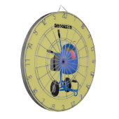 ブルーおもしろいセメントミキサー漫画イラストレーション ダーツボード (正面左)