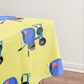 ブルーおもしろいセメントミキサー漫画イラストレーション テーブルクロス (インサイチュ)