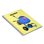 ブルーおもしろいセメントミキサー漫画イラストレーション ノートブック (右側)