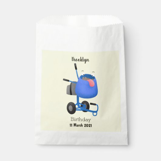 ブルーおもしろいセメントミキサー漫画イラストレーション フェイバーバッグ (正面)