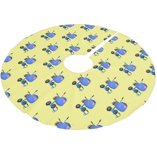 ブルーおもしろいセメントミキサー漫画イラストレーション ブラッシュドポリエステルツリースカート (アングル)